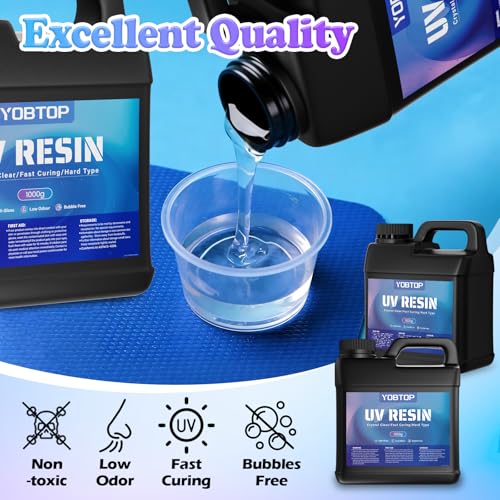 UV Resin 2000g Bulk, Advanced Formula UV Resin, Crystal Clear Odorless Hard Fast Curing for Jewelry Making, DIY Crafts, Coating & Casting - size: 2000g-2