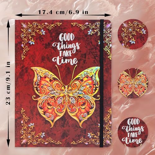 B5 Hardcover Journal for Women & Men -Butterfly Aesthetic Lined Notebook | 192 Pages Thick 80gsm Paper Writing Journal for Office, School, Travel Notes & Gift-9" x 6.9 - color: Red