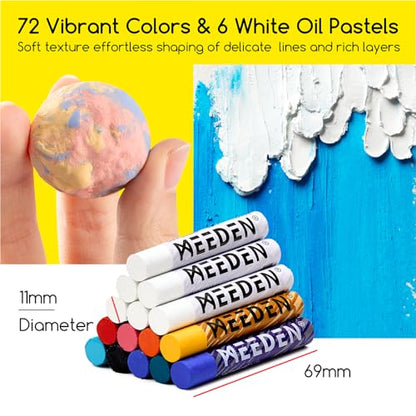 MEEDEN Soft Oil Pastels Set: 102Pcs Oil Pastel Kit with 72 Colors & 6 White Pastel - All in One Oil Crayons with Paper, Palette Knife, Masking Tape - Art Supplies for Artists Beginners Adult Christmas