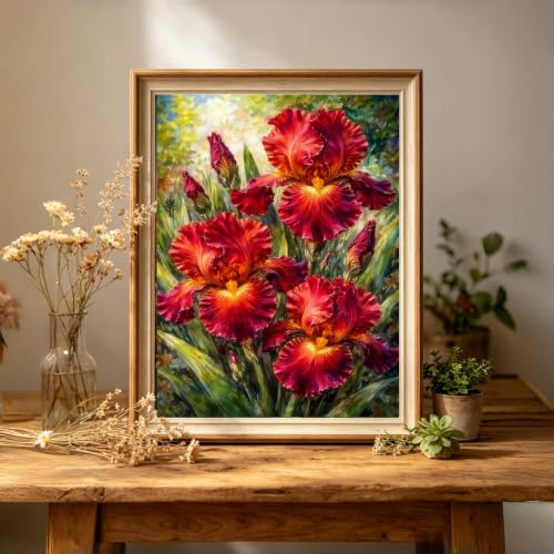 BYGFHLYW 5D Full Round Drill Diamond Painting Kits for Adults, Flower Diamond Art Kit, Diamond Dots Kits Gem Arts DIY Crafts for Home Wall Deco Present, 12x16Inch - color: KM1143-1