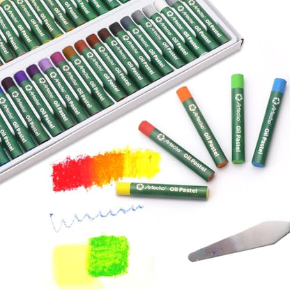 Artecho Oil Pastels Set of 75 PCS (8 x 60 mm) | Soft Oil Pastels, For Art Painting, Drawing, Blending, For Artists, Beginners, Students, Teachers - style: 75 Basic Colors