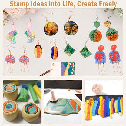 30 Pcs Polymer Clay Stamps and Molds Set with Storage Box, Boho Mandala Floral and Leaf Patterns, Pottery Stamps for Clay Crafts, Cookie Stamps (YANSH PROGLOBAL)