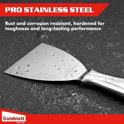 Goldblatt 4" Putty Knife, One-Piece Paint Scraper Tool, All Stainless Steel Joint Knife with Flexible Blade, Seamless Design, Metal Ergonomic Handle - for Drywall Repairing, Finishing and Scraping