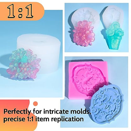 JDiction Silicone Mold Making Kit, 2.32lb(37oz) Super Elastic Liquid Silicone Rubber Fast Cure Soft Mold Making for Casting Resin, Candle, Soap Molds