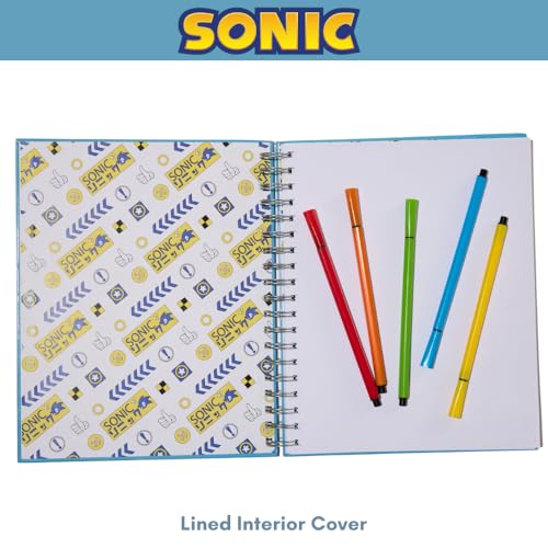 Sonic The Hedgehog Sketchbook for Kids with Washable Markers, 86 Blank Pages Spiral Bound, Sonic and Shadow - color: Sonic