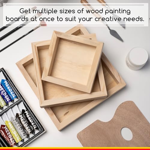 MEEDEN Unfinished Wood Canvas Kit: 1-1/2" Deep 6x6 8x8 10x10 Wooden Canvas Panel - 6 Pcs of Cradled Wood Art Boards for Pouring Art, Crafts, Painting - size: 6x6 8x8 10x10 - 6 Pack