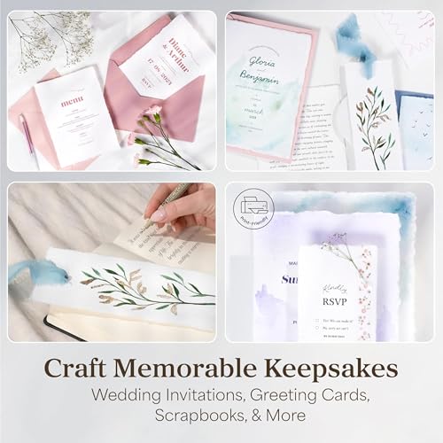Wanderings Handmade White Deckle Edge Blank Paper - 10" x 12" - Recycled - Pack of 25 - Watercolor/Mixed Media Paper - Artwork Posters Signs Menus Invitations - Extra 300 GSM - Large - size: 10"x12"