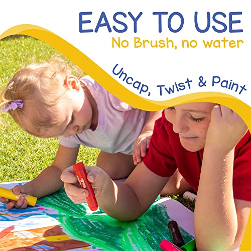 Tempera Paint for Kids and Toddlers - 30 Large Paint Sticks - Washable, Solid, Non Toxic, Mess free Paint Set - Arts and Crafts for Kids - for Wood, Glass, Canvas, or Card painting - size: 1 Count (Pack of 30)