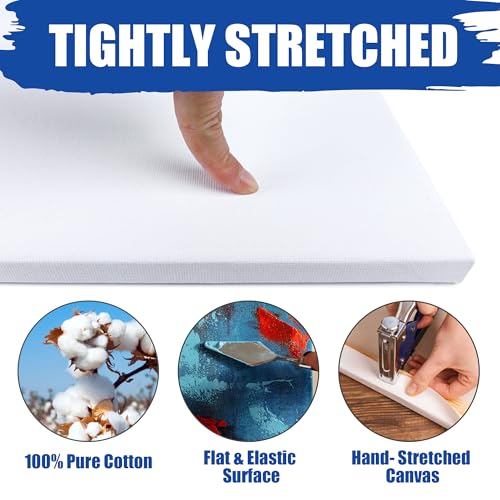 Halobios Stretched Canvases for Painting, 8 Packs 9X12 Inch Canvases for Acrylics,Oils & Other Painting Media, 5/8 Inch Profile 100% Cotton Primed Artist Framed Canvas - size: 8 Pack - 9×12IN