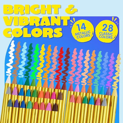 42PCS Face and Body Paint Crayons, XL Face Painting Kit Safe and Non-Toxic Ultimate Party Pack Including 14 Metallic Colors for Birthday Makeup Party Supplies, Festivals, Gifts for Kids Girls Boys
