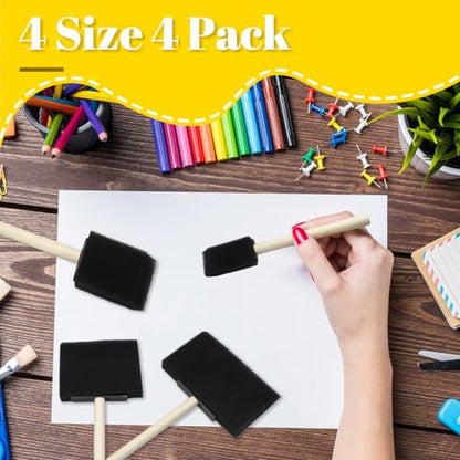 Biaungdo 4 Pcs 4 Sizes Foam Paint Brushes, Foam Sponge Brush for Painting, Sponge Paint Brushes with Wood Handle for Varnishes, Staining, DIY Crafting - size: 1inch & 2inch & 3inch & 4inch