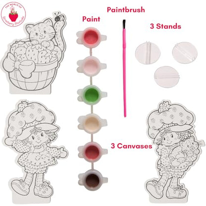 Innovative Designs Strawberry Shortcake Canvas Paint Set for Kids with 3 Canvases, Acrylic Paint, Paintbrush & Stands - color: Strawberry Shortcake