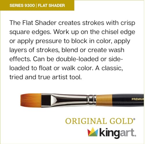 KingArt Original Gold 9300 Series, Premium Artist Brush, Golden TAKLON Shader-Size: 10 - size: 10