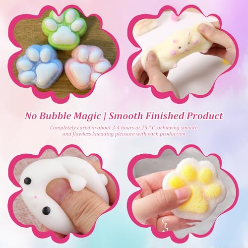 Tcwhniev DIY Squishy Kit, 18oz Bubble-Free Liquid Silicone for Handmade Squishies, Fast 2-3H Cure Stress Relief Sensory Toy Squishy Making Kit, Arts & Crafts Gift for Adults Beginners