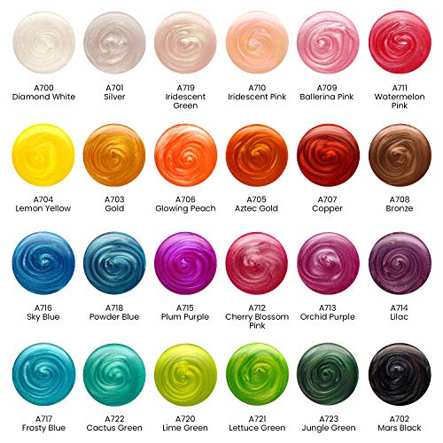 ARTEZA Metallic Watercolor Paint Set, 24 Shimmer Colors in Half Pans with Metal Tin and Water Brush Pen for Painting, Lettering, Calligraphy, Cards, Journals, and Art Projects - style: Metallic Paints, Set of 24