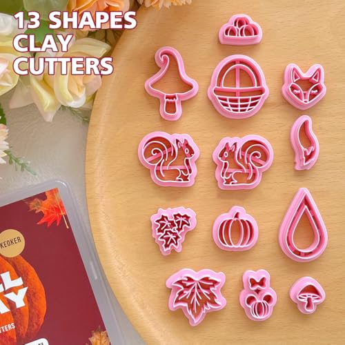 Keoker Fall Polymer Clay Cutters for Polymer Clay Jewelry, 13 Shapes Clay Earring Cutters Fall, Autumn Theme