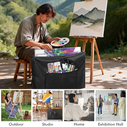 GOTIDEAL Large Art Portfolio Bag,Side Widening, 24x36 Inches Waterproof Art Portfolio Case with Shoulder&Handle Carry, Storage Carrying Bag for Artwork Sketch Drawing Canvas Photography Poster - size: 24"x36"
