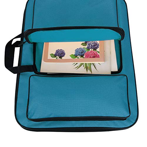 haozaikeji A3 Artist Portfolio Carry Case Bag Portable Waterproof Canvas Shoulder Bag Painting Pad Backpack for Sketching Painting Art Supplies with Shoulder Straps & Carry Handle - color: Blue