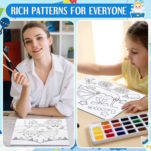 Honoson 6 Pcs 6 Inch Pre Drawn Outline Canvas Paint Kit with Pictures for Adults Paint Party Stretched Canvas Art Boards Set for Adult Beginner(Baby Shower) - style: Baby Shower
