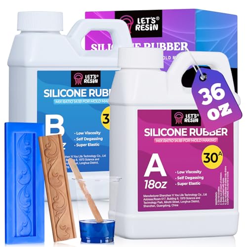 LET'S RESIN Silicone Mold Making Kit, 30A Liquid Silicone Rubber for Mold Making, 36oz Super Elastic Molding Silicone-Ideal for 3D Molds, Resin Molds, Silicone Molds, Perfect Replica - size: Middle-36oz
