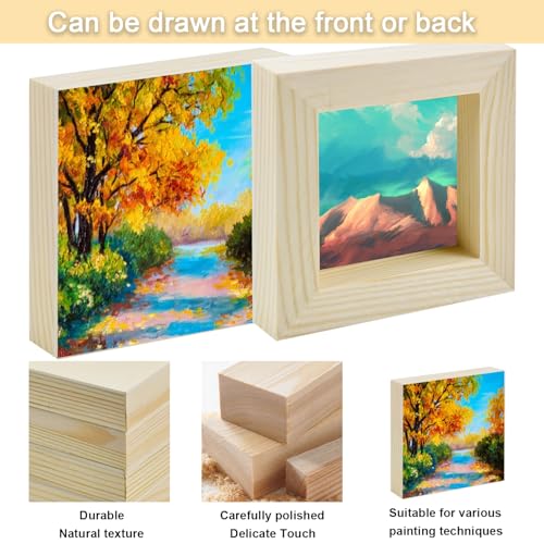 5 Pcs Wood Panel, 4 x 4 Inch Unfinished Wood Canvas Boards, Unfinished Birch Wood Panels for Painting, Pouring, Burning, Arts Use with Oils, Acrylics and DIY Craft Project - size: 4×4×0.8 Inch