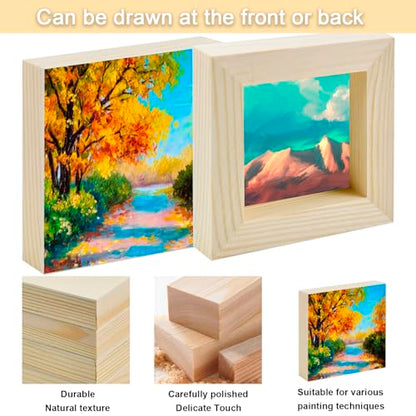 5 Pcs Wood Panel, 4 x 4 Inch Unfinished Wood Canvas Boards, Unfinished Birch Wood Panels for Painting, Pouring, Burning, Arts Use with Oils, Acrylics and DIY Craft Project - size: 4×4×0.8 Inch