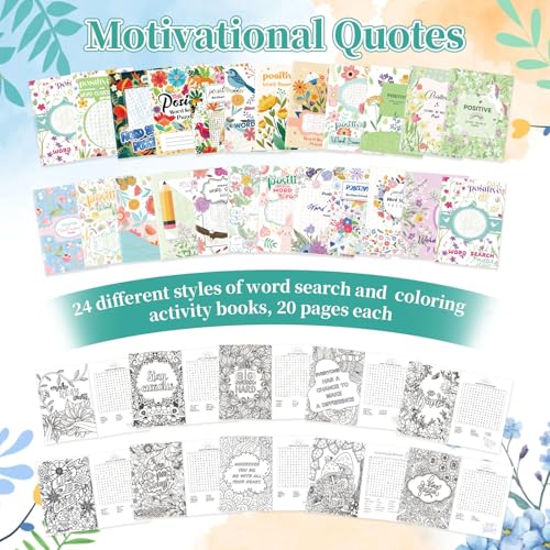 Liliful 24 Pcs Motivational Sayings Coloring Book Bulk for Adult DIY Art Stress Relief Drawing Book with Inspiring Patterns for Adults, Party Favors, Goodie Bag Filler and Holiday Gifts - style: Motivational