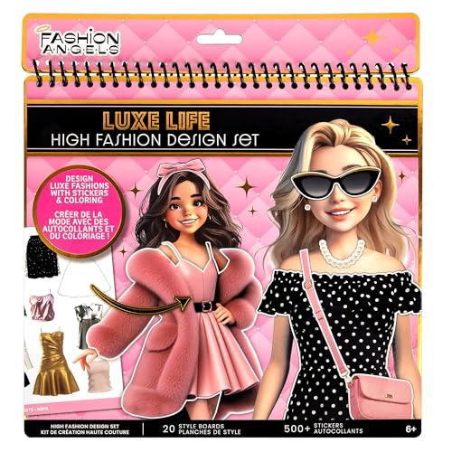 Fashion Angels Luxe Life High Fashion Design Set, Includes 500+ Stickers with Style Boards, Garments, Accessories & Fabric Swatches, Creative Fashion Design Kit for Kids Ages 6+ - style: Luxe Life