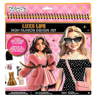 Fashion Angels Luxe Life High Fashion Design Set, Includes 500+ Stickers with Style Boards, Garments, Accessories & Fabric Swatches, Creative Fashion Design Kit for Kids Ages 6+ - style: Luxe Life