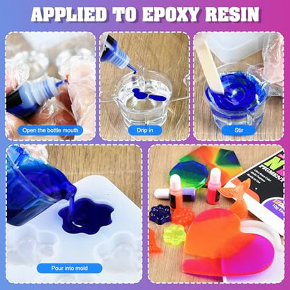 Limino Neon Pigment Paste - 12 Colors Concentrated Color Pigment for Epoxy Resin, Nail Art, Candle, Slime and Bath Bomb, Neon Resin Dye for Jewelry, Halloween Makeup, Tumblers, Coasters and Crafts