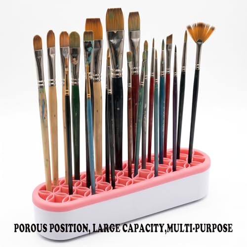 Silicone Makeup Brush Holder & Paint Brush Organizer, Multi-Hole Cosmetic Brush Drying Rack, Versatile Oil Pen Holder and Brush Organizer for Vanity, Desk & Art Supplies