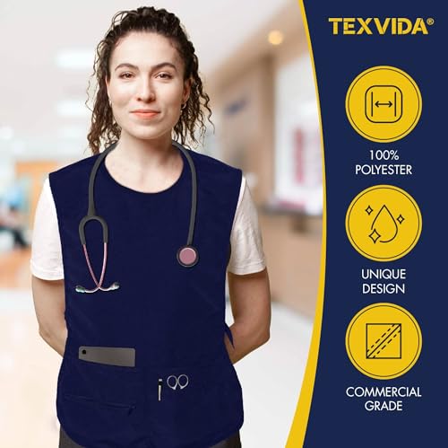 5 Pockets Cobbler Aprons for Women Men (Pack of 2) – Zipper Pocket Smock Apron - color: Navy, size: Standard