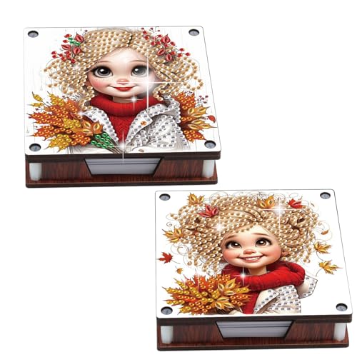 JISHSHAY 2 PCS Diamond Art Note Box Fairy Diamond Painting Note Pad Holder Elf Gem Painting Fairy Gem Art Memo Boxes Mosaic Kits for Adults Embroidery Kit Memo Pad Holder, Contains 120 Sheets of Paper - color: Elf 2