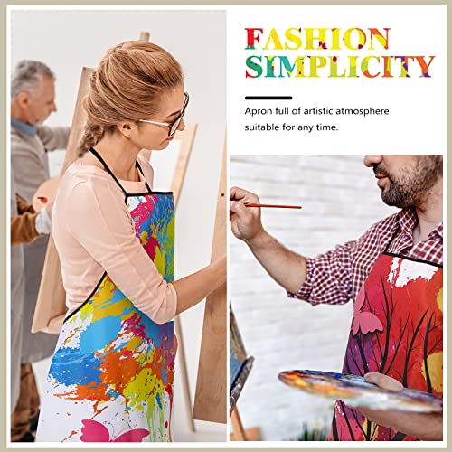 Eurzom 3 Pcs Painting Apron for Adults Artist Art Aprons Splatter Smock Colorful Waterproof Painting Smock Adjustable Apron for Teacher Student Chef Cooking Baking Gardening