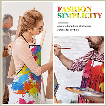 Eurzom 3 Pcs Painting Apron for Adults Artist Art Aprons Splatter Smock Colorful Waterproof Painting Smock Adjustable Apron for Teacher Student Chef Cooking Baking Gardening