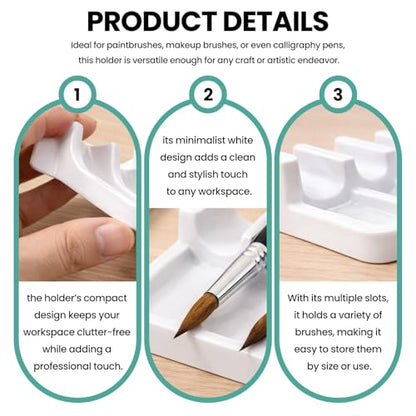 6 Slots Paint Brush Rest Holder – Portable Durable Brush Holder Caddy, Easy to Clean Artist Tool Organizer for Painting Art Accessories, 4.6×2×0.6 Inch