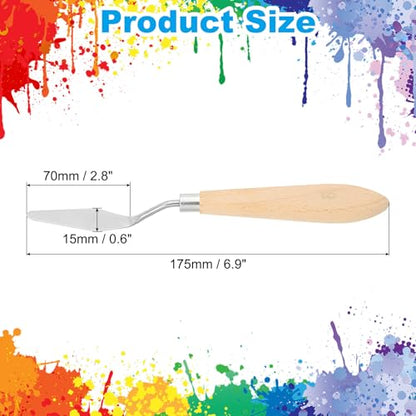 PATIKIL Art Spatula, No.6 15mm Stainless Steel Flexible Palette Knife Painting Knife Painting Spatula Oil Painting Mixing Scraper with Wood Handle for Canvas Acrylic Painting, Brown - style: No.6