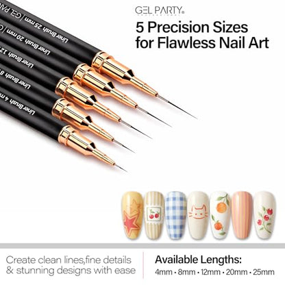 GELPARTY 7Pcs Black Nail Art Brush Set - Professional Ultra-Fine Liner & Detail Brushes for Gel Polish & Acrylic Nails - Includes Purple Agate Palette & Holder - Manicure Design Tool Kit - color: Black