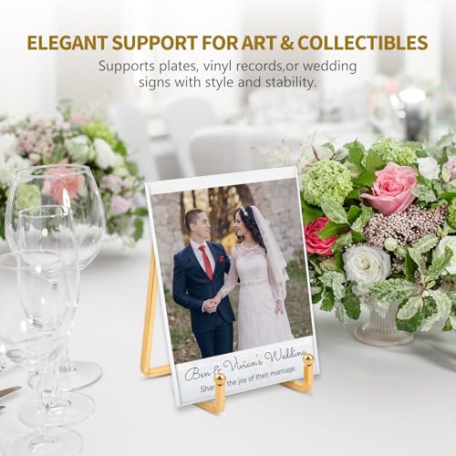 Plate Holder Easel Display Stand - 4.5 inch Metal Plate Stands for Display - Tabletop Picture Stand - Gold Iron Easels for Display Pictures | Photo Frames | Book | Decorative Plates | Plaque -4 Pack - size: 4.5 inch-4