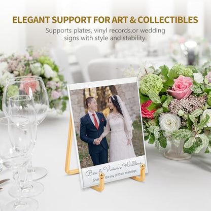 Plate Holder Easel Display Stand - 4.5 inch Metal Plate Stands for Display - Tabletop Picture Stand - Gold Iron Easels for Display Pictures | Photo Frames | Book | Decorative Plates | Plaque -4 Pack - size: 4.5 inch-4