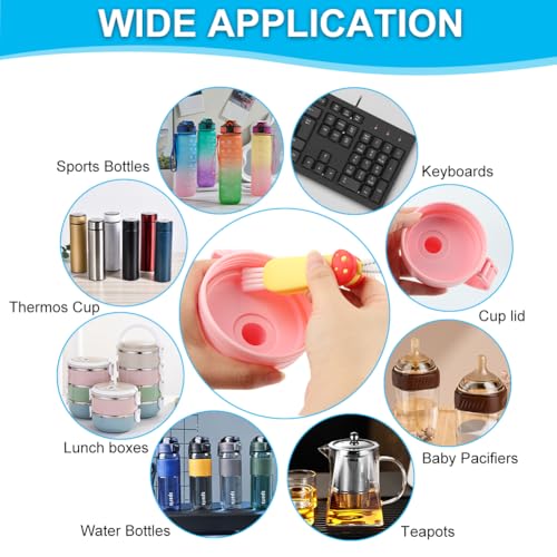 3 in 1 Multifunctional Lid Gap Cleaning Brush Set - Cup, Bottle, Sport Water Bottle (Pink, Yellow, Blue)