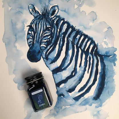 Monteverde Jungle Fountain Pen Ink, 30ml, Zebra (Blue) | Animal-inspired fountain pen ink with bold color, smooth flow, and creative writing personality. - color: Zebra (Blue)