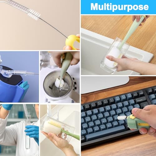 XANGNIER 5 in 1 Bottle Cleaning Brush Set,Multifunctional Water Bottle Brush and Straw Cleaner Brush,Cleaning Tool Kit for Owala/Stanley/Yeti/Simple Modern Tumbler Cup Accessories,Kitchen Gadgets - size: 7 pack