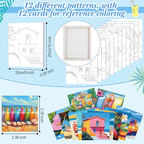 Sherr 12 Pcs Pre Drawn Canvas Pre Printed Canvas for Adults Sip and Paint Party Canvases Painting Kit for Summer Easter Mother's Day Party Favor(Hawaiian Holiday,8 x 10 Inch) - size: 8 x 10 Inch, style: Hawaiian Holiday
