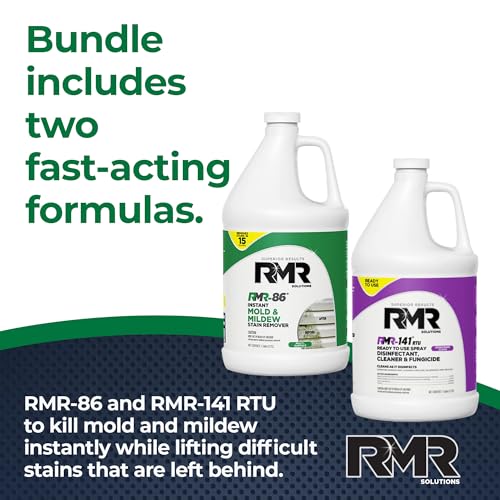 RMR Brands DIY Mold Remover Bundle - Complete Mold Killer & Stain Remover Bundle - Mold and Mildew Prevention Kit, Disinfectant Spray, Includes 2-1 Gallon Bottles - size: 128 Fl Oz (Pack of 2)