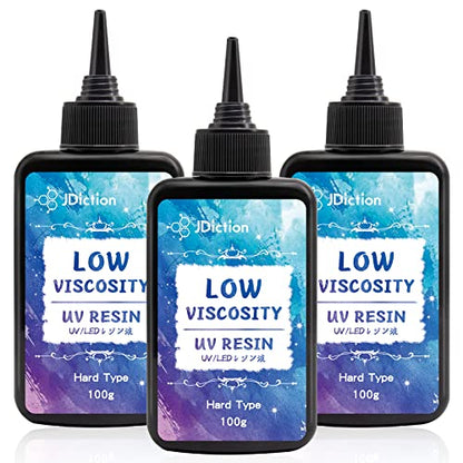 JDiction UV Resin, Upgrade 300g Low Viscosity Hard Thin UV Resin with Super Crystal Clear Resins Kit for Jewelry, Casting, Coating and DIY Craft