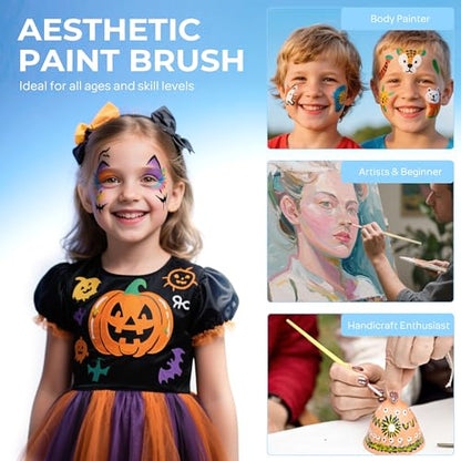 Nicpro 7pcs Face Paint Brush Set, Aesthetic Pastel Artist Paintbrushes for Body Face Painting, Acrylic Watercolor Oil Gouache, Professional Paint Brushes for Halloween Cosplay Party Makeup Kit - color: Pastel