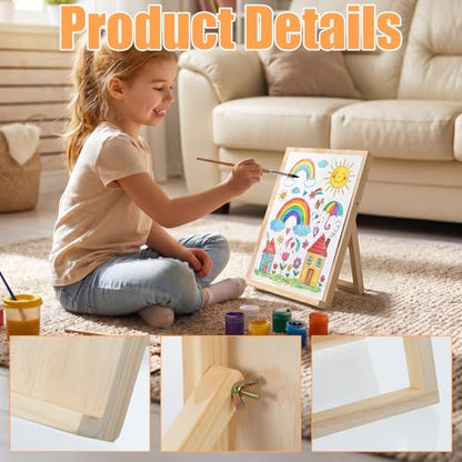 2 PCS Tabletop Easels for Painting, 11.8×8.5 Inch Art Easels for Painting | Foldable Desk Easel Portable 80 Degrees Adjustable Large Drawing Board for Canvas, Books and Artworks Storage