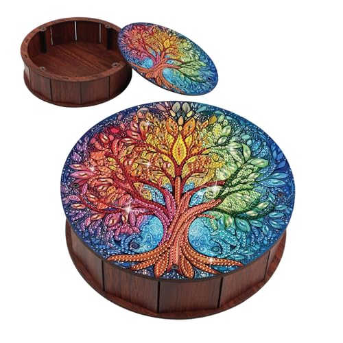 DIY Diamond Painting Fruit Bowl Storage Box, Tree Decorated Tray Diamond Painting Craft Set, for organising Desk Items, a Versatile and Creative Handmade Gift - color: tree