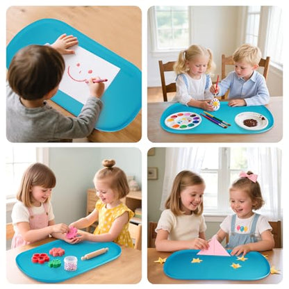 Silicone Art Mats for Kids 24” x 16”, Silicone Craft Mats with Raised Edges, Paint Mats for DIY, Paint, Crafts, Clay, Jewelry-Making (Purple) - color: Purple